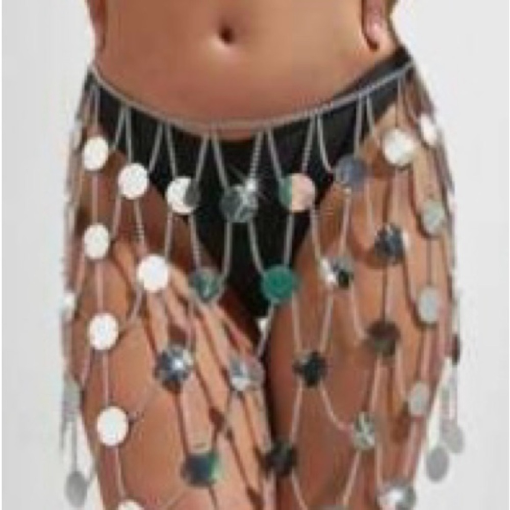 Silver Coin Chain Skirt